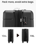 YOETEY 28 Inch Checked Luggage with Spinner Wheels, 106L Large Expandable Hardside Suitcase with TSA Lock, Durable ABS Hard Shell for Family Vacation and International Travel (28 in, Black)