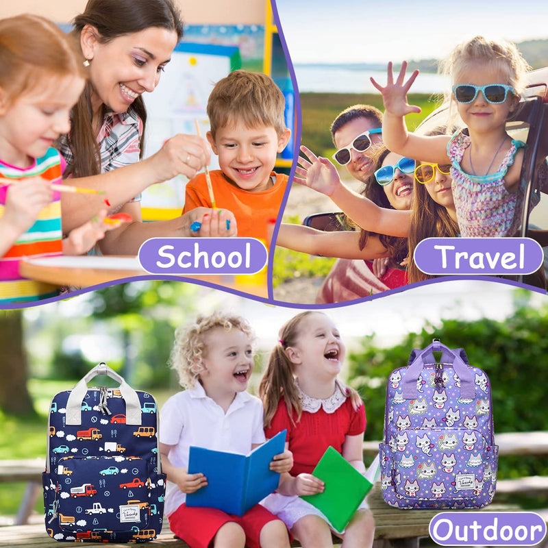VASCHY Toddler Kids Backpack, Little Girls Lightweight Cute Top Handle Preschool Backpack Tablet Bag for Daycare Kindergarten Cats