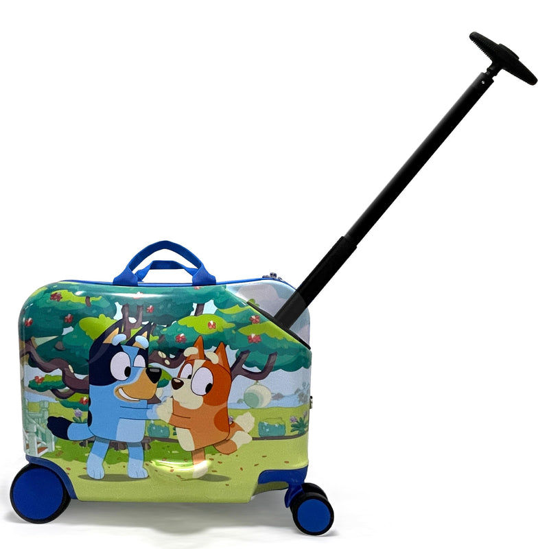 Fast Forward 18" Bluey Kids Ride On Luggage-HardShell Rolling Travel Suitcase-Lightweight Ride On Suitcase For Kids | Backpacks4Less
