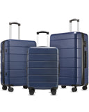 YOETEY Luggage Sets 3 Piece, Expandable Hardshell Suitcase with TSA Lock & Silent Spinner Wheels, Lightweight Hardside Travel Suitcase Set for International Trips (20/24/28 in, Blue)