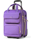 Underseat Carry On Luggage with Wheels, Airline Approved Personal Item Luggage, 16-Inch Multi-functional Underseat Luggage, Lightweight Overnight Suitcase for Women, Bussiness, Travel, Purple