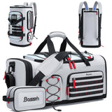 Bosstin Gym Bag for Men & Women, 45L Travel Duffle Sports Duffel Bag Gym Weekender Overnight Backpack with Shoe Compartment (Grey)