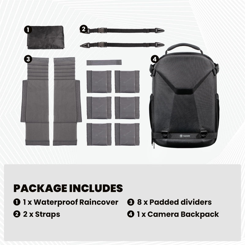 TARION Hardshell Camera Backpack Bag - 3-side Hard Case Professional Camera Bag with 14.5" Laptop Compartment & Waterproof Raincover for photographers (TRH Black)