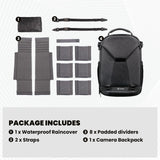 TARION Hardshell Camera Backpack Bag - 3-side Hard Case Professional Camera Bag with 14.5" Laptop Compartment & Waterproof Raincover for photographers (TRH Black)