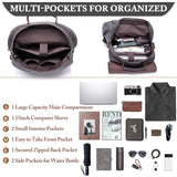 VASCHY Leather Laptop Backpack, Casual Canvas Campus Rucksack with 15.6 inch Laptop Compartment