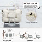 LOVEVOOK Travel Duffle Bag, Weekender Bags for Women with Shoe Compartment, Carry on Overnight Bag with Toiletry Bag, Gym Duffel Bag with Wet Pocket, Hospital Bags for Labor and Delivery, Beige