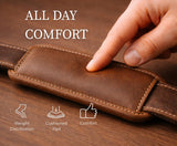 Brown Leather Messenger Bag for Men, Genuine Leather Briefcase Fits 15 Inch Work Satchel for Office, Business, and Travel Use