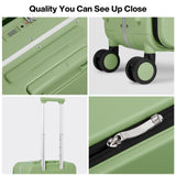 mixi 17x14x9 Carry On Luggage Underseat PC Hard Shell Suitcase Top Opening Aluminum Frame Travel Suitcases with Wheels, Avocado Green