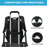 MOSISO 15.6-16 inch 35L Laptop Backpack with USB Charging Port for Women Men, Waterproof Hardshell Travel Business Computer Bag, Anti-Theft Daypack with Luggage Strap, Black