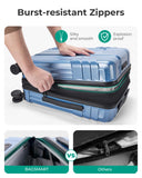 BAGSMART Expandable Carry On Luggage 22x14x9 Airline Approved, 1OO% PC Lightweight Hard Shell Suitcase, 20 Inch Travel Luggage with Spinner Wheels, Waterproof Rolling Suitcase,Blue