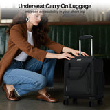MILADA Underseat Carry On Luggage with Wheels, Airline Approved 16-inch Spinner Small Suitcase, Softside Travel Luggage, Personal Item Overnight Bag, Business Mini Suitcase for Women and Men, Black