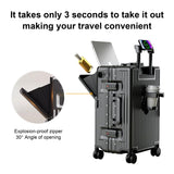 2-Piece Hardshell Zipperless Luggage Set, 20/26" Aluminum Frame Hardshell Spinner Luggage, Airline Approved Carry-On Luggage, TSA Lock, 360° Quiet Wheels With Cup Holder (Black)