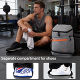 MIER Basketball Backpack with Shoes Compartment Ball Holder Large Sports Equipment Back Pack for Men Women Gym Travel 35L, Gray