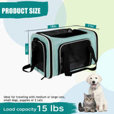 Cat, Dog Carrier for Small Medium Pet Carriers Up to15Lbs, Cats Carrier Soft- Sided Puppy Dogs Bag Portable Foldable Airline Approved Carrier Travel (Green 18 * 11 * 11)