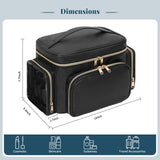 Bagmoly Large Makeup Bag, Portable Travel Makeup Bag Organizer for Women Girls with Makeup Brush Compartment & Two Side Pockets, Cosmetic Travel Bag Vertical Storage Toiletry Bag - Black