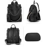 Telena Backpack Purse for Women, PU Leather Anti Theft Travel Purse Shoulder Bags with Tassel Pure Black