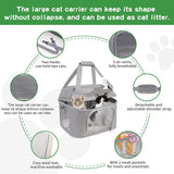 Bejibear Large Cat Carrier for 2 Cats, Soft Side Pet Carrier for Cats Small Dog, Collapsible Travel Dog Carrier Bag TSA Airline Approved Dog Carrier Backpack,Grey