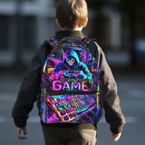 School Backpack for Boys Video Game Backpack for Kids Skull Gaming Print Boys Backpacks School Bag Lightweight Waterproof Adjustable Kids Backpacks Students Bookbag for Children Teens Ages 6-18