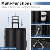 Krute No Zipper Carry On Luggage 20 Inch Suitcase with Wheels PC Aluminum Frame Zipperless Luggages with Cup Holder and Charger Hard Side TSA Approved Travel Suitcases