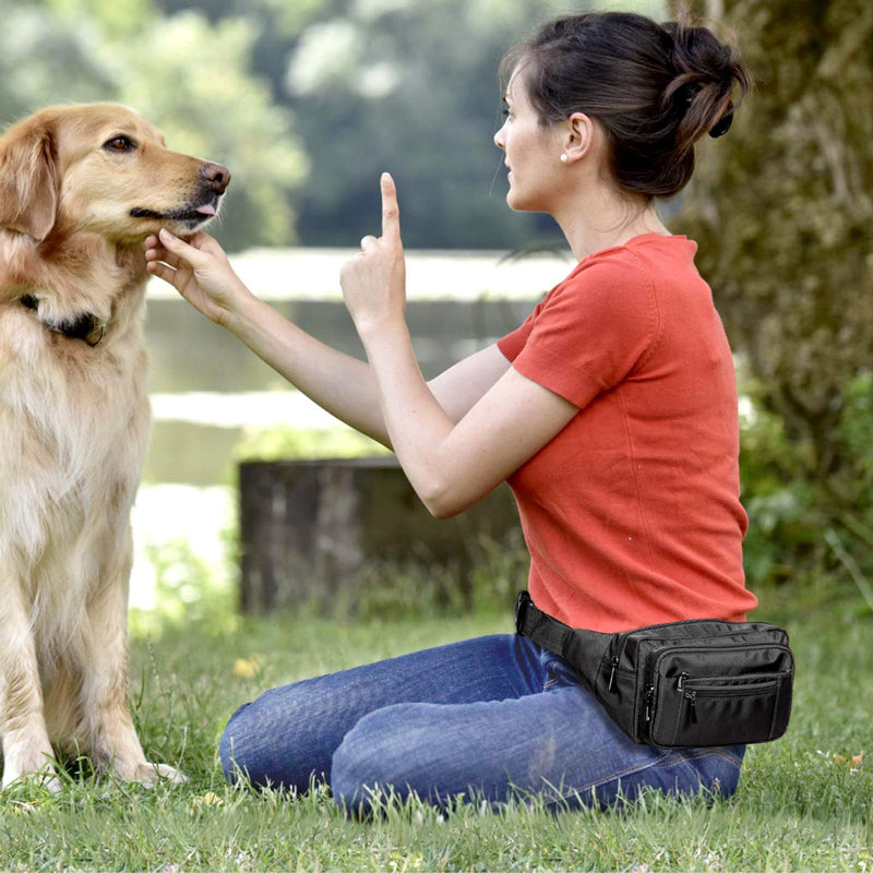 Packism Fanny Packs for Women Men - 6 Pockets Large Crossbody Waist Bag with Adjustable Strap Belt Bag for Travel Running Hiking, Black