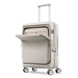 Samsonite Paralux Global Carry-On Luggage - Innovative Design - Quick Access Front Pocket - Dual Suspension Wheel Technology - TSA Lock - Expandable - Includes Removable Packing Cubes - Stone Grey