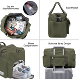 Suruid Travel Duffel Bag with Shoes Compartment Sports Gym Bag with Dry Wet Separated Pocket for Men and Women, Overnight Bag Weekender Bag Training Handbag Yoga Bag - Olive Green