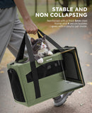 Pecute Cat Carrier Stable, Pet Carrier with Hidden Anxiety Relief Partition & Stable Steel Frame, Safe Cat Carrier for Car Travel, Soft-Sided Dog/Cat Carrier Bag for Pets Up to 11lbs, Green