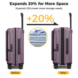 Haimyren 20“ Expandable Carry on Luggage Front Opening, 22x14x9 Airline Approved Hardshell Spinner Carry-on Suitcase with Wheels, TSA Lock, Lightweight Durable Travel Luggage (Purple, 20 inch)