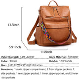 HGWSSY Women's Fashion Backpack Purse for Women Leather Multipurpose Design Ladies Shoulder Bag Travel bag Satchel Handbags Brown