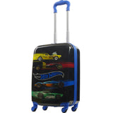 FUL Unisex Hot Wheels 20.5 Inch Carry On Rolling Luggage, Hardshell Suitcase with Spinner Wheels, Blue