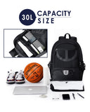 Basketball Bag Backpack for Men Women with Ball & Shoes Compartment 30L Capacity Lightweight Breathable Boys Girls Soccer Ball Bag Backpack Fit Volleyball Football Sports Travel School Gym Black