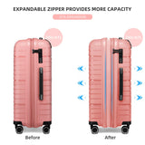 LARVENDER Luggage Sets 2 Piece, Expandable PP 24 Inch Check-in Suitcase with Duffle Bags for Women, Luggage Set Clearance with Spinner Wheels TSA Lock (Peach)