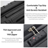 Hanke 14 Inch Underseat Carry On Luggage with Wheels Hard Shell Suitcases Carry On Bag Lightweight Small Mini Suitcase Tsa Luggage for Travel.（Jet Black）