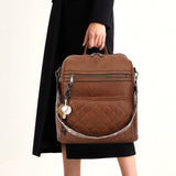 TANTOMI Backpack Purse for Women Large Leather Convertible Backpack Ladies Shoulder Bag Fashion Backpack Handbags for Travel and Work (Brown)