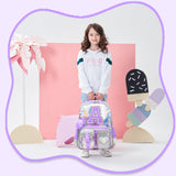 Meetbelify Backpack for Girls Backpacks with Lunch Box Pencil Case for Elementary Student Kids School Travel Bag for Girls Ages 6-8 Years Old Purple