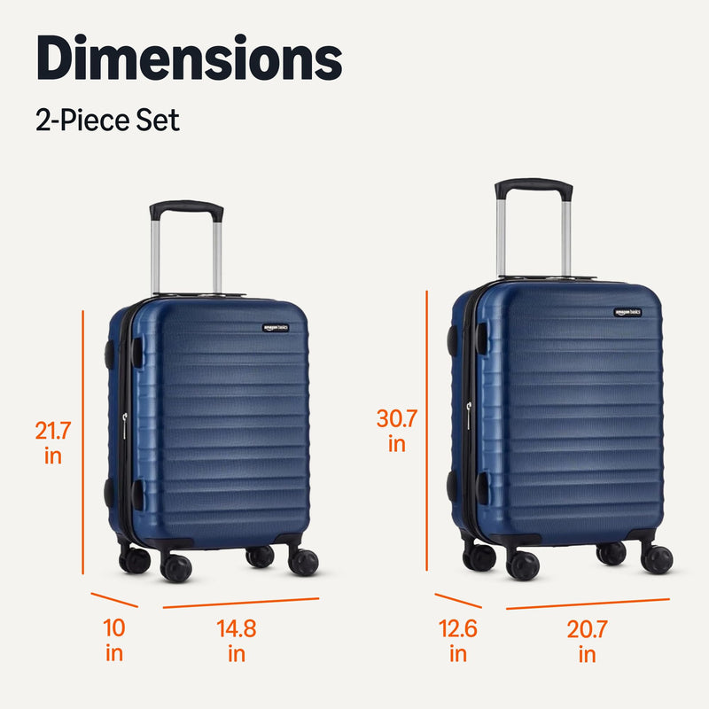 Amazon Basics 2-Piece Hardside Luggage Set (21", 30"), Expandable, Scratch-Resistant Finish, Telescoping Handle, Four Multi-directional Wheels, Navy Blue