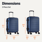 Amazon Basics 2-Piece Hardside Luggage Set (21", 30"), Expandable, Scratch-Resistant Finish, Telescoping Handle, Four Multi-directional Wheels, Navy Blue