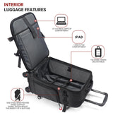 Rolling Backpack with Wheels – Airline Approved Underseat Carry-On Luggage 18x14x8, Water-Resistant Personal Item Bag with 2 Extra Replacement Wheels, Fits 15.6 Inch Laptop, Travel Backpack for Men