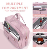WIRABO 17 Inch Laptop Bag for Women, Computer Bag, Laptop Briefcase, Messenger Bag for Work Office Teacher Business Travel Pink