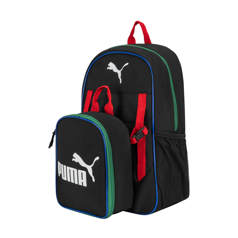 PUMA Unisex Kid's Colony Lunch Kit & Backpack Combo, Black/Multicolor, Medium