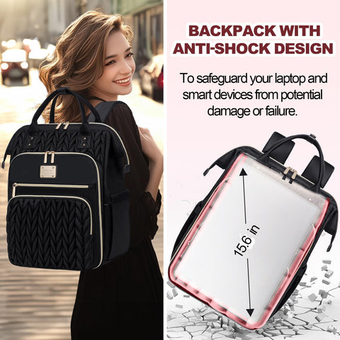 Otevan Lunch Backpack for Women, 15.6 inch Laptop Backpacks for Womens, Work Backpacks with Lunchbox,Insulated Back pack Cooler,Teacher Nurse Travel Backpack for Women