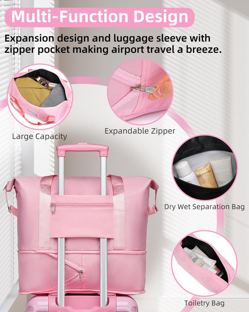 LARVENDER Carry on Luggage 22x14x9 Airline Approved, Expandable 20 Inch Hardside Suitcase with Wheels TSA Lock, PC+ABS Lightweight Carry on Suitcases for Women, Peach Sparkling (20/DB/TB)