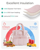 BAGSMART Lunch Bag Women, Double Deck Insulated Lunch Box, Quilted Puffer Lunch Tote, Leakproof, Durable & Reusable Large Lunch Cooler For Work Picnic Travel Meal Prep, Camel