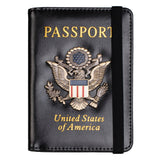 TOURSUIT RFID Blocking Passport Holder for Women Men, Leather Passport Travel Wallet with Metal 3D Metal Badge, Travel Document Holder Cover Accessories (Black)