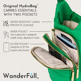 WanderFull® Original HydroBag®, Fits Up to 32 oz Water Bottle Holder with Strap, Hands-Free Crossbody, Water Bottle Carrier Bag with Phone Pocket - Kelly Green Matte w/Striped Strap