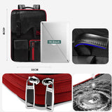 ZINZ Slim & Expandable Laptop Backpack 15.6 Inch, Computer Rucksack Water Resistant Bag, Anti-Theft Travel Daypack for Men and Women-Black&Red