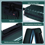 QIMER Carry on Luggage, PC Hard Shell Suitcase 22x14x9 Airline Approved TSA Lock YKK Zippered Double Spinner Wheels Lightweight Travel for Men and Women, 20 Inch Green