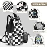 Quteprint Mesh Gym Swimming Bags for Men & Women, Black Buffalo Plaid Large Drawstring Backpack with Dry-Wet Pocket, Lightweight Gym Bag for Sports, Travel, Beach, Workout Gear