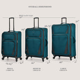 U.S. Traveler Aviron Bay Expandable Softside Luggage with Spinner Wheels, Teal, Carry-on 23-Inch