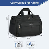 HanTrip Carry on Duffel Bag Foldable Duffle Bags for Travel, Under Seat Personal Item Bags for Airplanes, Weekender Overnight Mens Travel Tote Bag for Women Small Softside Carry on Luggage (Black)